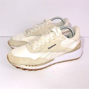 RARE Reebok Women's Classic Nylon‎ & Suede Walking Sneakers Gold White Size 10